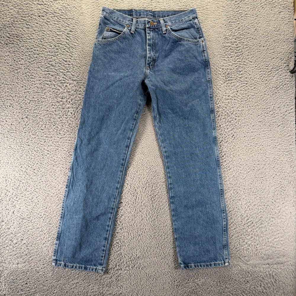 Wrangler Jeans Mens 31x30 Blue Cotton Denim Straight Leg Workwear Travel Utility